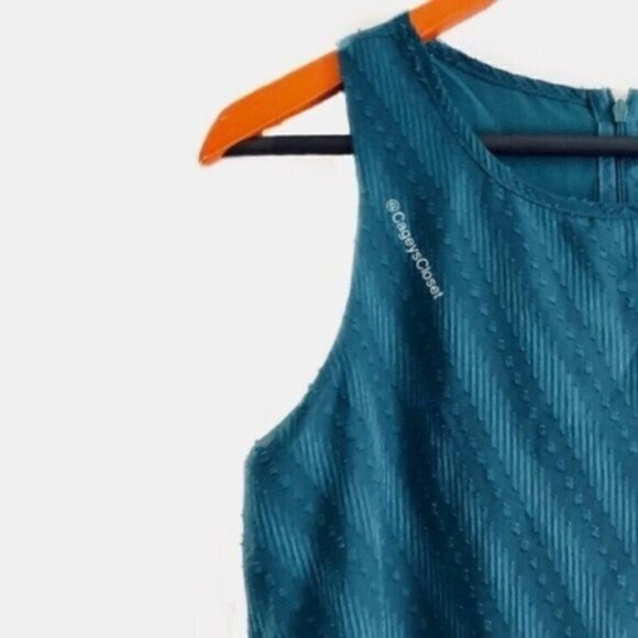 Nordstrom bobeau Tank Top S Split Back Overlay Layer Georgette Design Teal - Picture 4 of 9